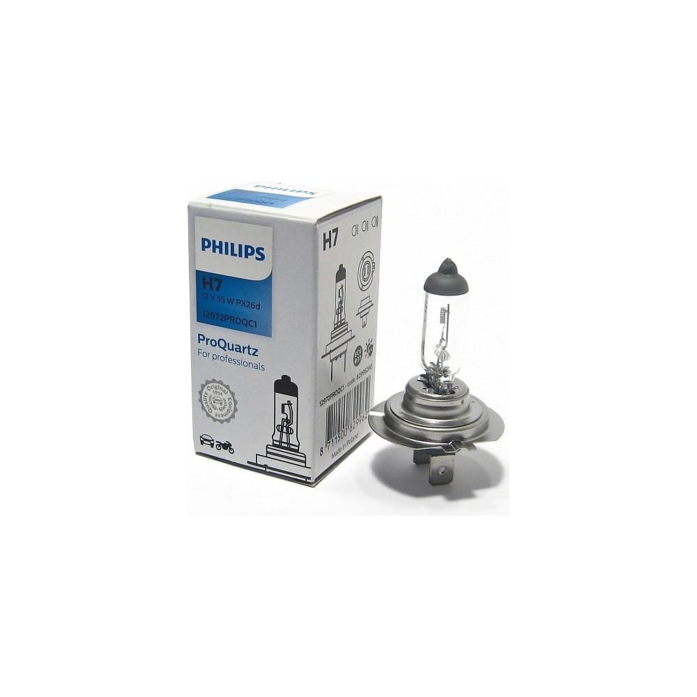 Изображение товара Автолампа PHILIPS H7, 55 Вт, PX26d, ProQ, 12 В 12972PROQC1