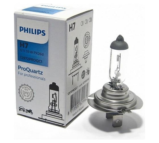 Изображение товара Автолампа PHILIPS H7, 55 Вт, PX26d, ProQ, 12 В 12972PROQC1