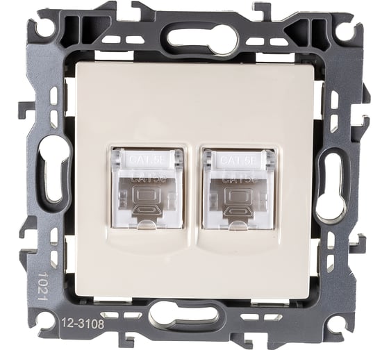 Изображение товара Информационная двойная розетка ЭРА 12-3108-02 2XRJ45, IP20, 12, слоновая кость Б0014730