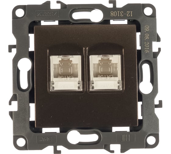 Изображение товара Информационная двойная розетка ЭРА 12-3108-13 2XRJ45, IP20, 12, бронза Б0019355