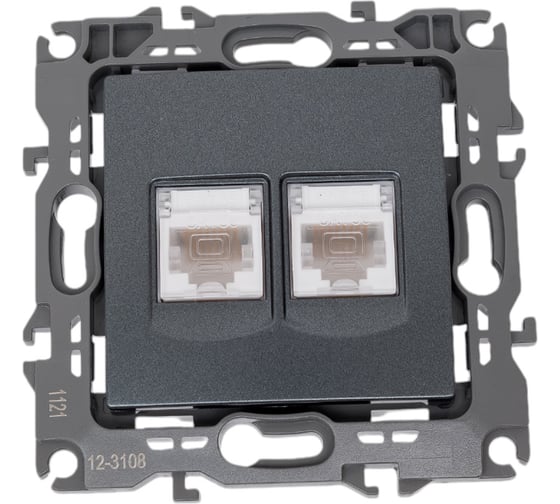 Изображение товара Информационная двойная розетка ЭРА 12-3108-12 2XRJ45, IP20, 12, графит Б0019354