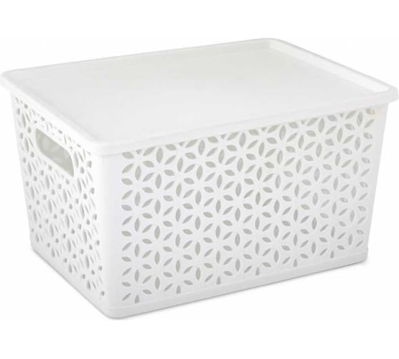 Изображение товара Корзина ЗПИ Альтернатива Мираж 380x285x210 мм, с крышкой, белый М8370