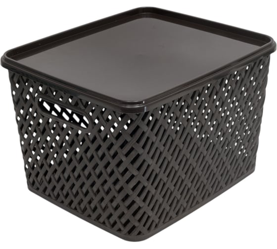 Изображение товара Корзина ЗПИ Альтернатива Плетенка 350x290x225 мм, с крышкой, коричневый М3553