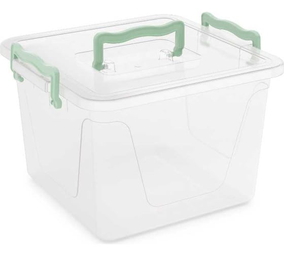 Изображение товара Квадратный контейнер ЗПИ Альтернатива 8,5 л, с ручками, прозрачный М1032