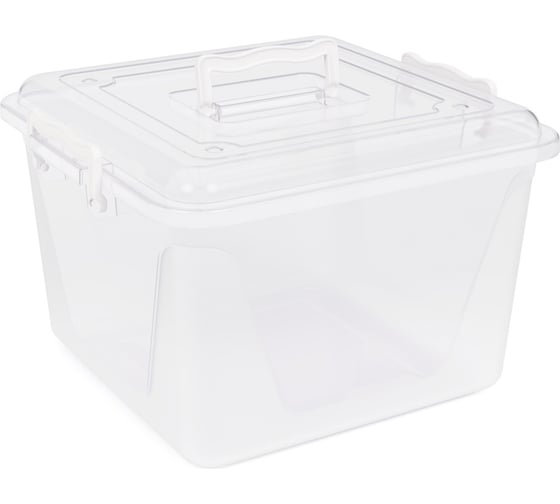 Изображение товара Квадратный контейнер ЗПИ Альтернатива 15 л, с ручками, прозрачный М1023