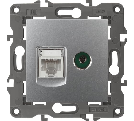 Изображение товара Розетка ЭРА 14-3110-03 RJ45 TV, IP20, алюминий Б0034316