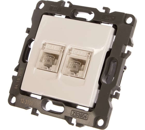 Изображение товара Телефонная двойная розетка ЭРА 12-3106-01 2XRJ11, IP20, 12, белый Б0014717