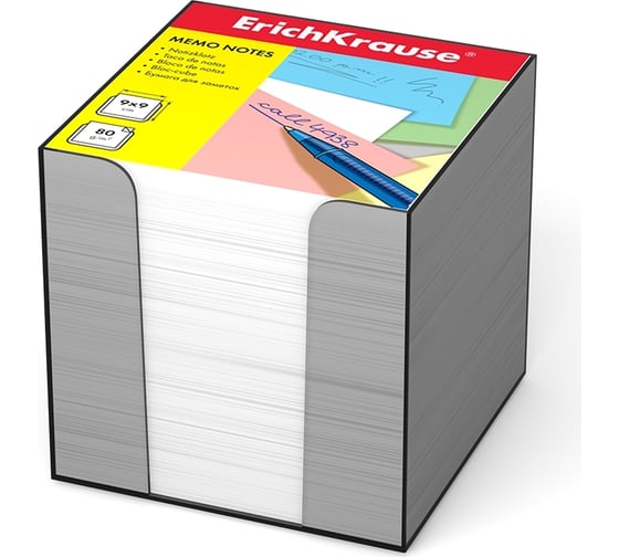 Изображение товара Бумага для заметок ErichKrause 90x90x90 мм, белый, в пластиковой подставке 4458