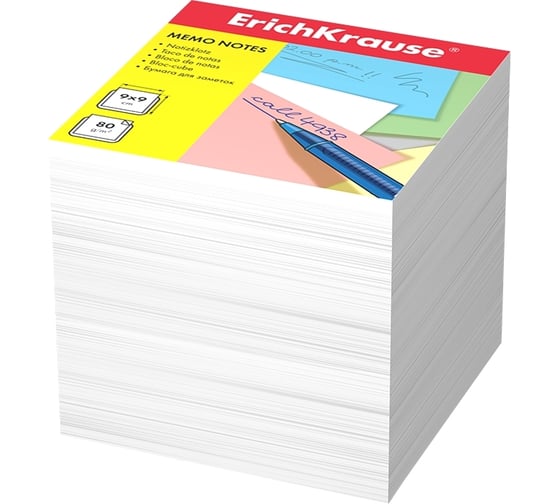 Изображение товара Бумага для заметок ErichKrause 90x90x90 мм, белый 4454