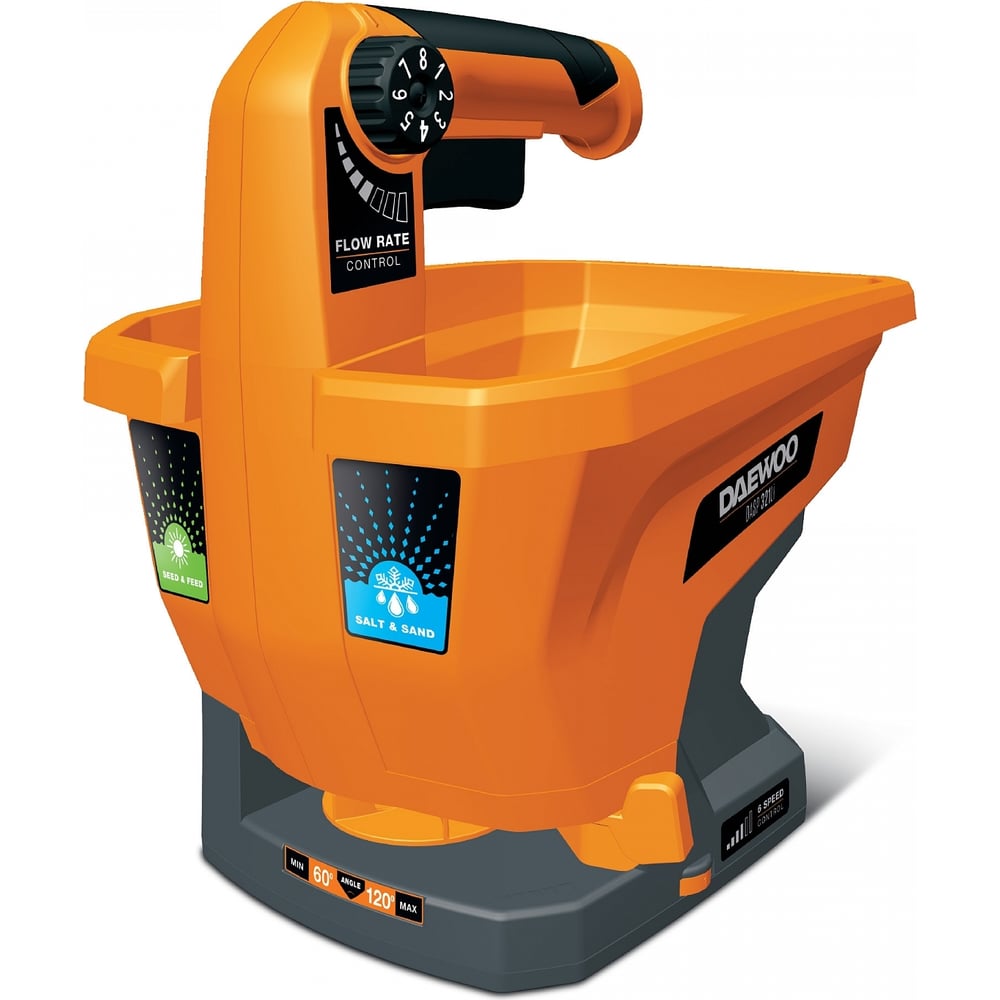 Изображение товара Аккумуляторная сеялка-разбрасыватель DAEWOO DASP 321Li SET для удобрений и семян