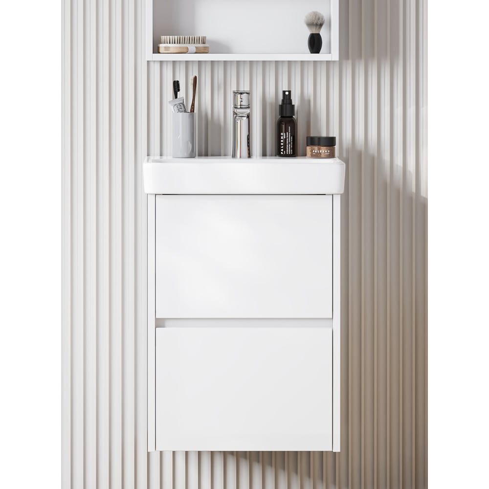 Изображение товара Современная подвесная тумба Сканди 45 AQUATON белый глянец ВЛДСП Изображение товара Современная подвесная тумба Сканди 45 AQUATON белый глянец ВЛДСП