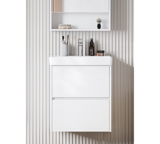 Изображение товара Тумба Сканди 55 AQUATON Белый матовый/Белый глянец (БЕЗ УМЫВАЛЬНИКА Адриана-55) 00082963 1A251701SD010