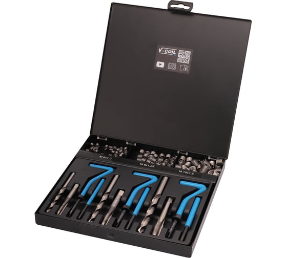 Изображение товара Набор для восстановления резьбы VOLKEL VC85 М6-М10 87 предметов V-Coil V04085