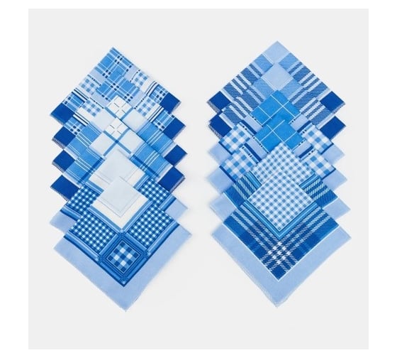 Изображение товара Мужские носовые платки Этель 30x30 см, набор 12 шт, цвет голубой, рисунок микс 100% хлопок 4564363