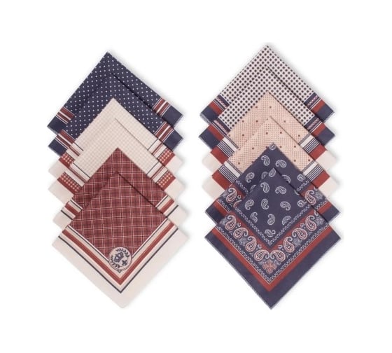 Изображение товара Мужские носовые платки Этель 30x30 см, набор 12 шт, цвет сиреневый, рисунок микс 100% хлопок 4564366