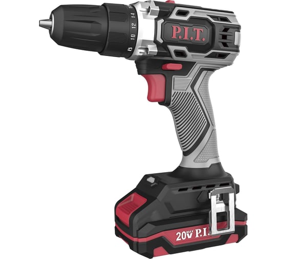 Изображение товара Аккумуляторная дрель P.I.T. SOLO 20 В, 30 Нм, патрон 10 мм, 2 ск., коробка PBM20H-10B