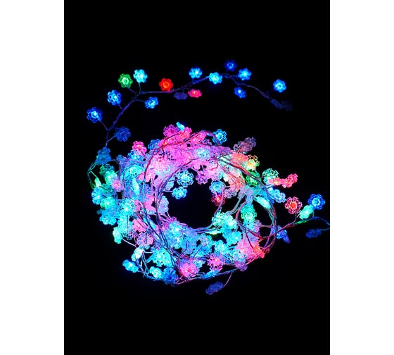 Изображение товара Светодиодная гирлянда Магия праздника "СНЕЖИНКИ", 200 LED, мноцвет., 2,8 м., GS IP20, 4.5 V MAG-G005-200