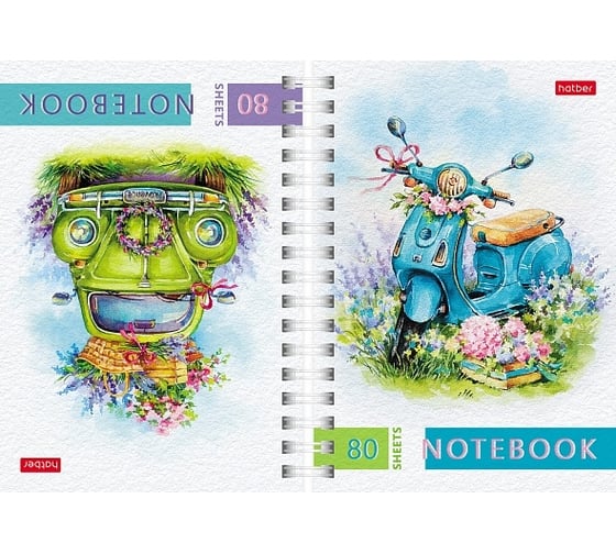 Изображение товара Записная книжка Hatber 80л А6 2х цветная клетка с твердой обложкой двойная глянцевая ламинация Навстречу лету! , 32шт. 082820