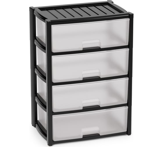 Изображение товара Комод ЗПИ Альтернатива Колорит 4-х секционный, широкий, чёрный М8763