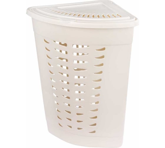 Изображение товара Корзина для белья ЗПИ Альтернатива 45 л, угловая, слоновая кость М1364