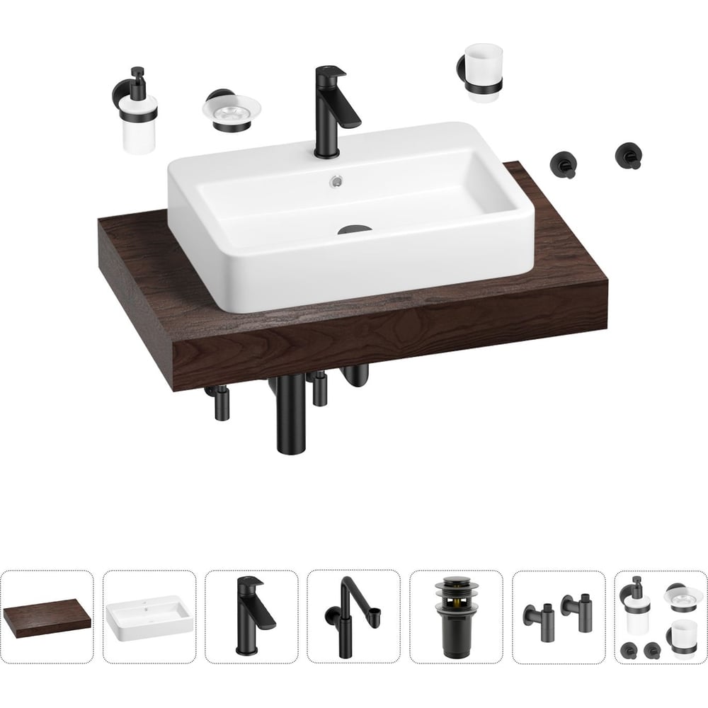 Комплект мебели для ванной комнаты с раковиной Wellsee комплект щеток vbparts для пылесосов irobot roomba 980 990 900 896 886 870 865 866 800 086622