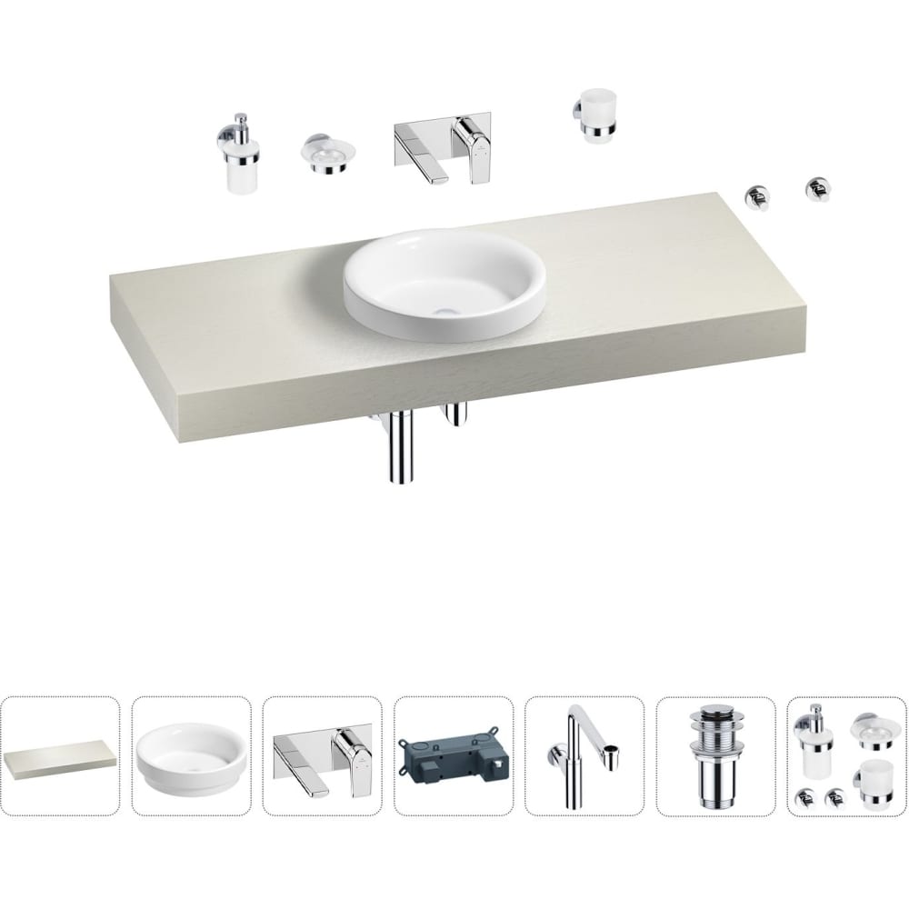 Комплект мебели для ванной комнаты с раковиной Wellsee комплект мебели для ванной комнаты тумба с керамической раковиной зеркало xiaomi diiib tixiang rock board bathroom cabinet 800mm dxysg003 800