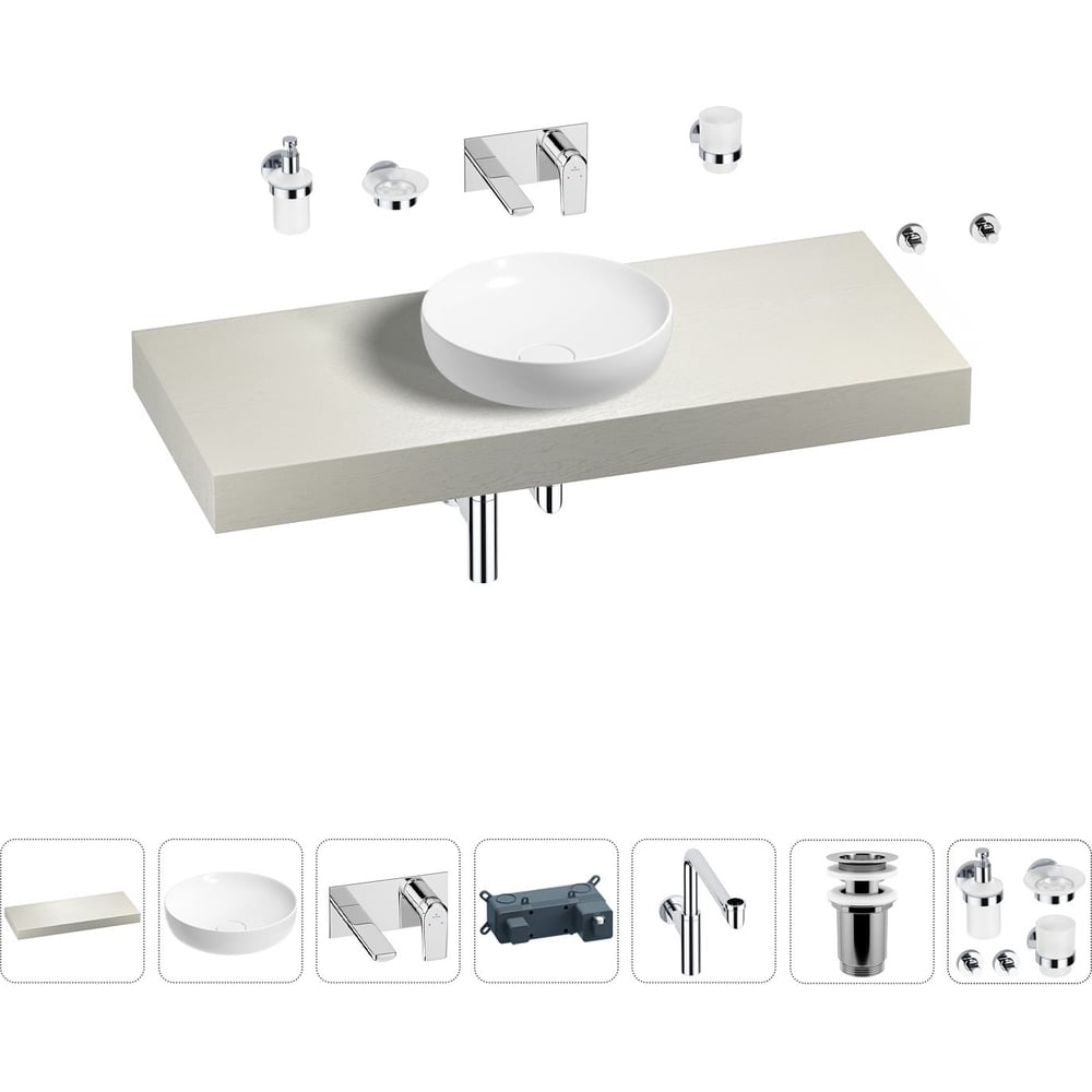 Комплект мебели для ванной комнаты с раковиной Wellsee комплект мебели для ванной комнаты тумба с керамической раковиной зеркало xiaomi diiib tixiang rock board bathroom cabinet 800mm dxysg003 800