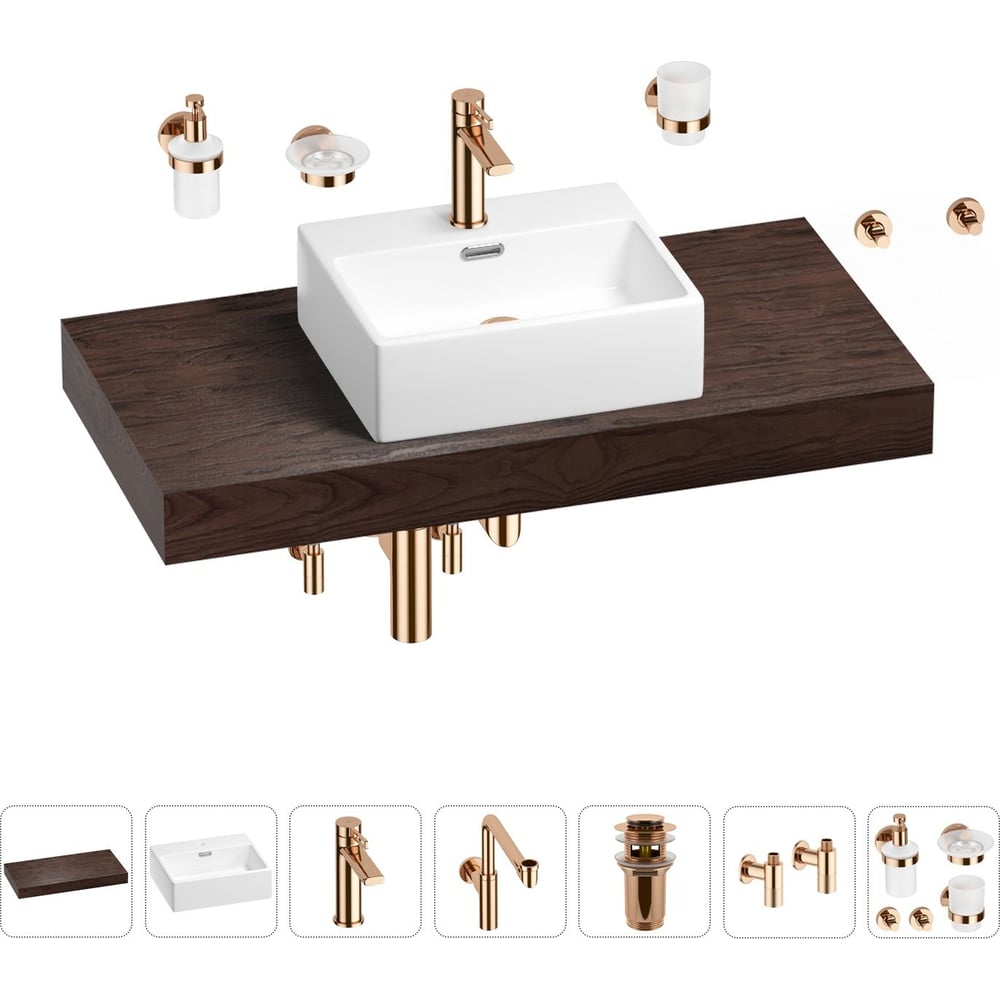 Комплект мебели для ванной комнаты с раковиной Wellsee сувенир керамика груша с веточкой золото 5х5х7 5 см