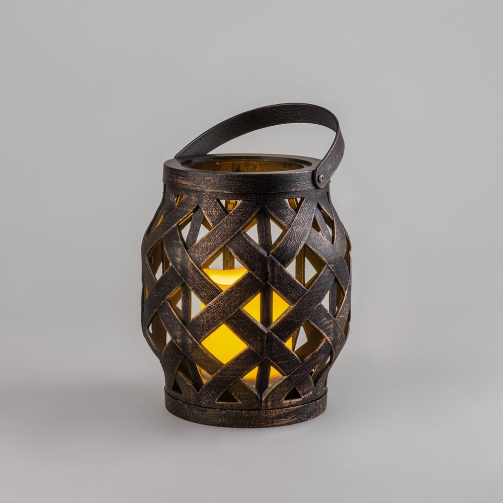 Изображение товара Декоративный фонарь NEON-NIGHT 513-055 | свечной светильник плетёный бронзовый