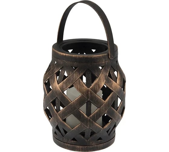 Изображение товара Светодиодный декоративный фонарь со свечкой NEON-NIGHT 14х14х16.5см плетеный бронзовый 513-055