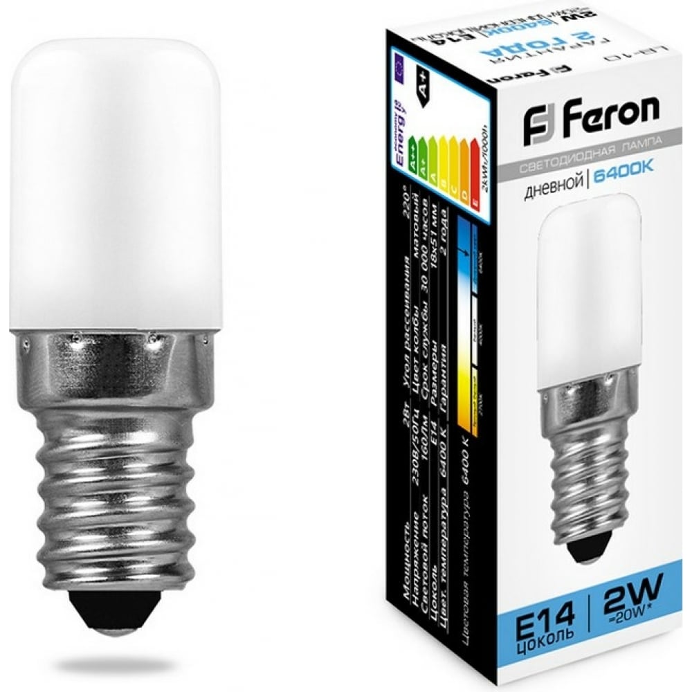 фото Светодиодная лампа feron 2w 230v e14 6400k, lb-10 25988