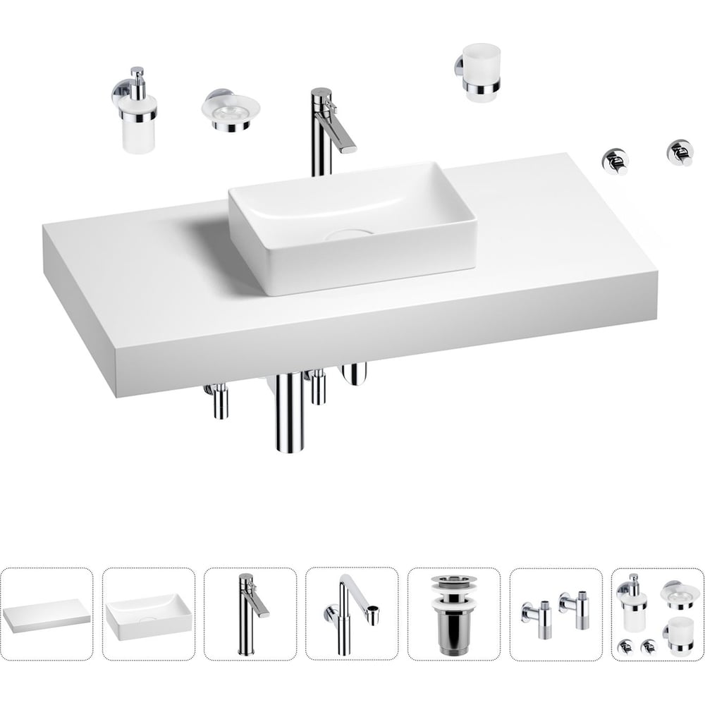 фото Комплект мебели для ванной комнаты с раковиной wellsee