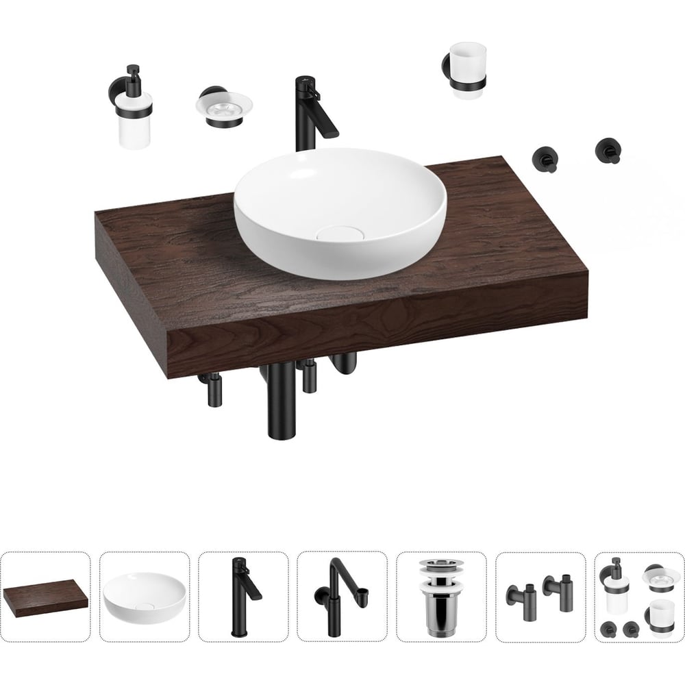 Комплект мебели для ванной комнаты с раковиной Wellsee смеситель для кухни zein z2231 излив утка картридж керамика 40 мм