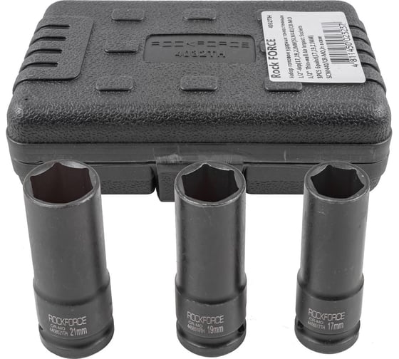 Изображение товара Набор ударных тонкостенных колесных головок (3 шт; 1/2" DR) в кейсе ROCKFORCE RF-4032TH(5294)
