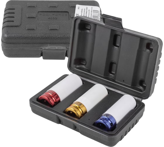 Изображение товара Набор головок ударных для литых дисков (3 шт;1/2"; 17-21 мм) в защитном кожухе ROCKFORCE RF-4032(15232)