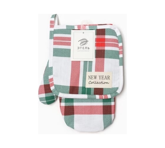 Изображение товара Кухонный набор Этель Нoliday decoration: варежка 20x27 см, прихватка 19x19 см, репс, 100% хлопок 9829347
