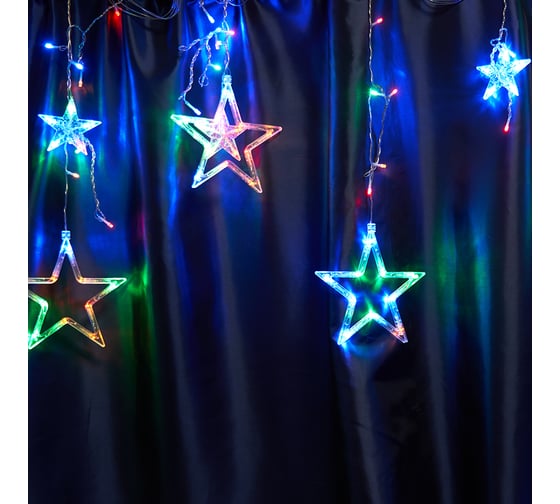 Изображение товара Светодиодная гирлянда FERON cl29 бахрома звезды 3x1м + 3м 230v мультиколор, статичная, c питанием от сети, прозрачный шнур, 48615