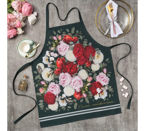 Изображение товара Фартук Этель Flowers 60x70 см, 100% хлопок, саржа 190 г/м2 4645842