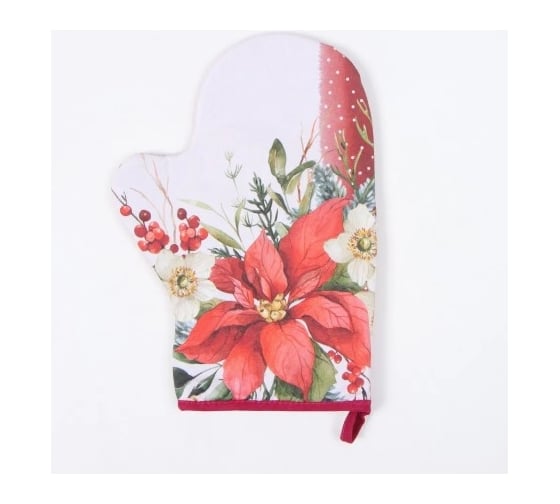 Изображение товара Варежка-прихватка Этель Пуансеттия 20x28 см, 100% хлопок, ватин 250 г/м2 9618496