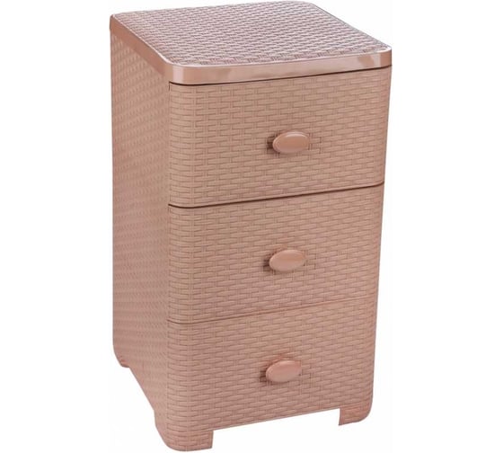 Изображение товара Комод ЗПИ Альтернатива Плетенка 3-х секционный, какао М2432