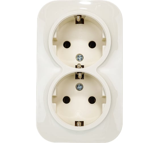 Изображение товара Двухместная розетка IONICH с/з слоновая кость 1428
