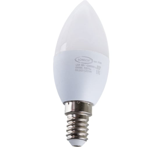 Изображение товара Светодиодная лампа IONICH декоративное освещение свеча ILED-SMD2835-C37-8-720-230-6.5-E14 1302 1536