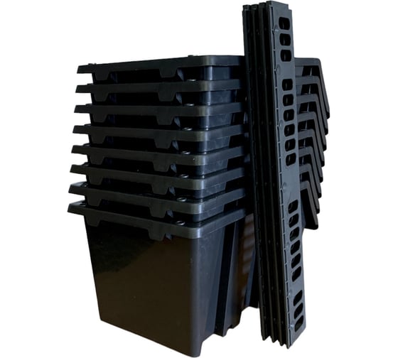 Изображение товара Лоток для метизов Jettools набор, черный, 280x185x150 мм 8 шт., с планкой 4 шт. ЛЧ-3-280-8