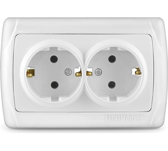 Изображение товара Двухместная розетка UNIVersal Маргарита с/з белая М0128
