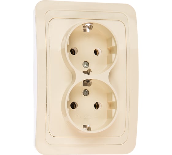 Изображение товара Двухместная розетка UNIVersal Валери с/з слоновая кость Б-В0128
