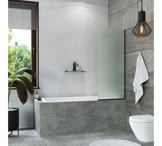 Изображение товара Стеклянная шторка на ванну Mebelvann 1400x500 BLACK BEN_403_BL_M_1400x500