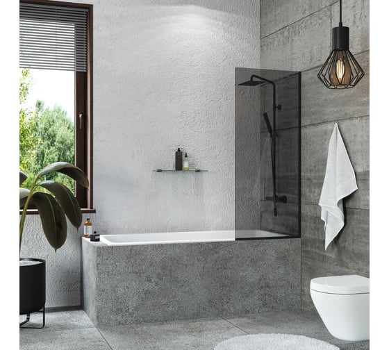 Изображение товара Стеклянная шторка на ванну Mebelvann 1400x700 BLACK BEN_403_BL_T_1400x700