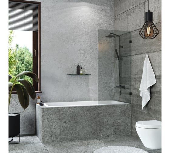 Изображение товара Стеклянная шторка на ванну Mebelvann 1400x700 BLACK BEN_405_BL_C_1400x700