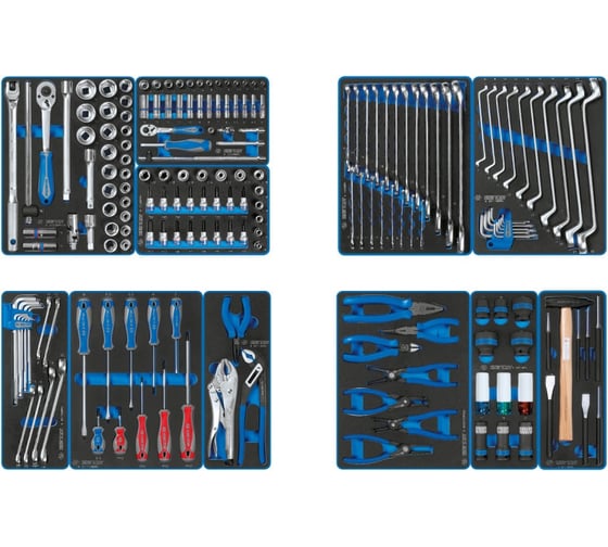 Изображение товара Набор инструментов для тележки, 11 ложементов, 188 предметов KING TONY FOCUS 934-188MRVD