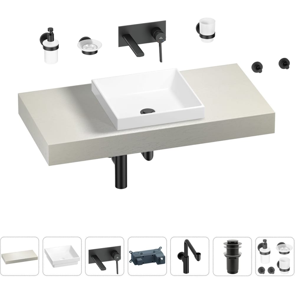 Комплект мебели для ванной комнаты с раковиной Wellsee мыльница milacio ultra квадратная матовый mcu 952 mb